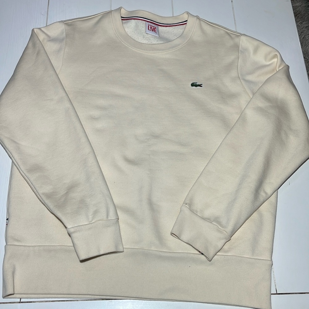 Lacoste Live sz 7 (XXL) Cream Sweatshirt